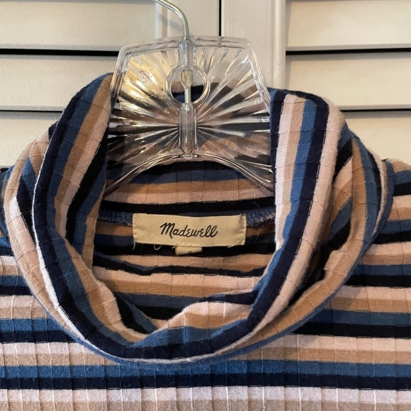 Madewell Fine Ribbed Turtleneck Long Sleeve Small Dark Mediterranean Windmill - Picture 3 of 15